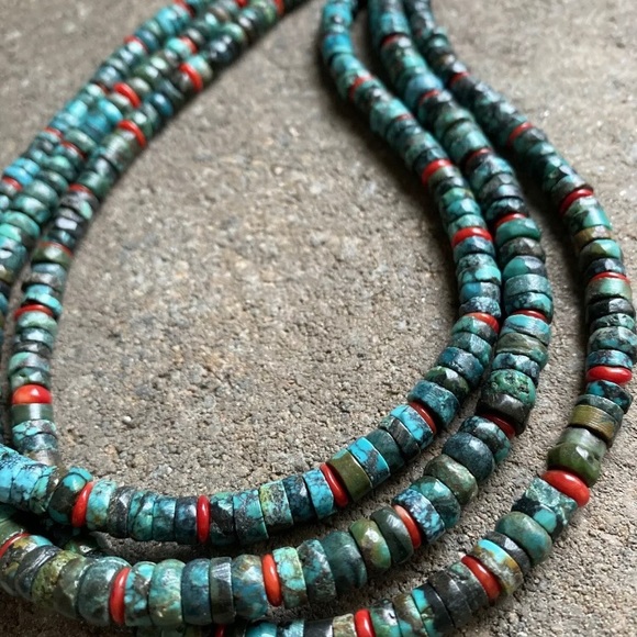 S.S.Multi StrandTurquoise CoralHeishi BeadNecklace